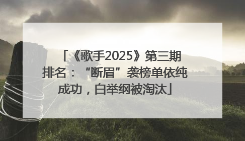 《歌手2025》第三期排名：“断眉”袭榜单依纯成功，白举纲被淘汰
