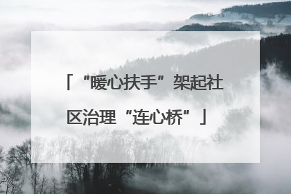“暖心扶手”架起社区治理“连心桥”