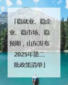 稳就业、稳企业、稳市场、稳预期，山东发布2025年第二批政策清单