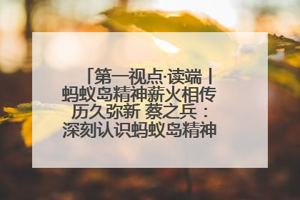 第一视点·读端丨蚂蚁岛精神薪火相传历久弥新 蔡之兵：深刻认识蚂蚁岛精神的“精气神”