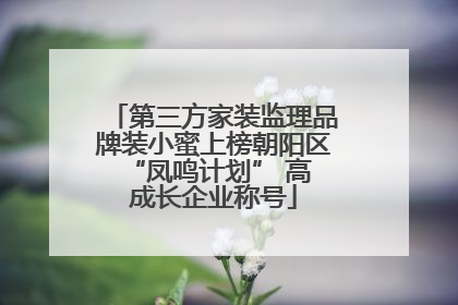 第三方家装监理品牌装小蜜上榜朝阳区 “凤鸣计划” 高成长企业称号