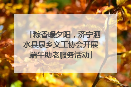 粽香暖夕阳，济宁泗水县泉乡义工协会开展端午助老服务活动