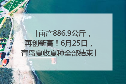 亩产886.9公斤，再创新高！6月25日，青岛夏收夏种全部结束