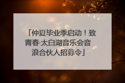 仲夏毕业季启动！致青春·太白湖音乐会音浪合伙人招募令