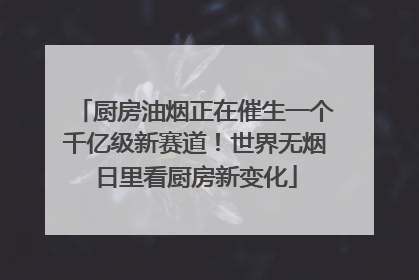 厨房油烟正在催生一个千亿级新赛道！世界无烟日里看厨房新变化