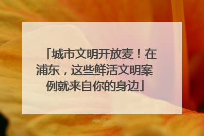 城市文明开放麦！在浦东，这些鲜活文明案例就来自你的身边