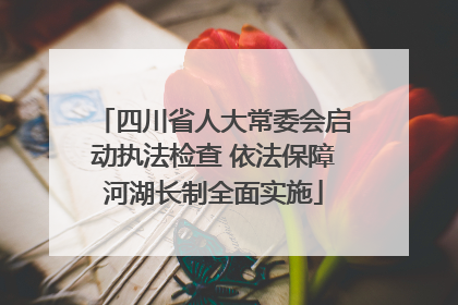 四川省人大常委会启动执法检查 依法保障河湖长制全面实施
