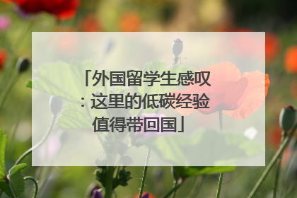 外国留学生感叹：这里的低碳经验值得带回国