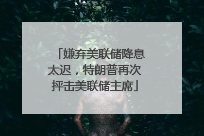 嫌弃美联储降息太迟，特朗普再次抨击美联储主席