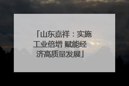 山东嘉祥：实施工业倍增 赋能经济高质量发展