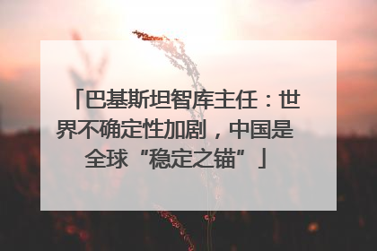 巴基斯坦智库主任：世界不确定性加剧，中国是全球“稳定之锚”