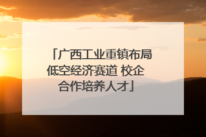 广西工业重镇布局低空经济赛道 校企合作培养人才