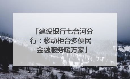 建设银行七台河分行：移动柜台多便民 金融服务暖万家