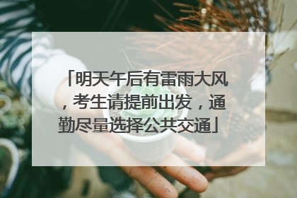 明天午后有雷雨大风，考生请提前出发，通勤尽量选择公共交通