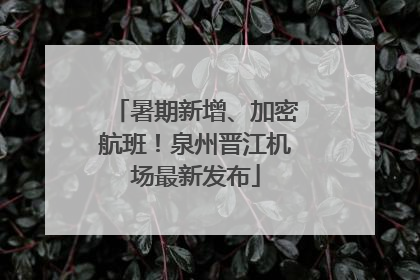 暑期新增、加密航班！泉州晋江机场最新发布