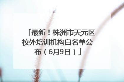 最新！株洲市天元区校外培训机构白名单公布（6月9日）