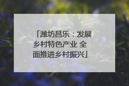 潍坊昌乐：发展乡村特色产业 全面推进乡村振兴