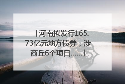 河南拟发行165.73亿元地方债券，涉商丘6个项目……