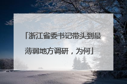 浙江省委书记带头到最薄弱地方调研，为何