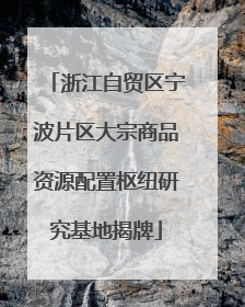 浙江自贸区宁波片区大宗商品资源配置枢纽研究基地揭牌