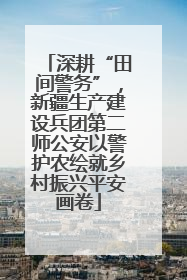 深耕“田间警务”，新疆生产建设兵团第二师公安以警护农绘就乡村振兴平安画卷