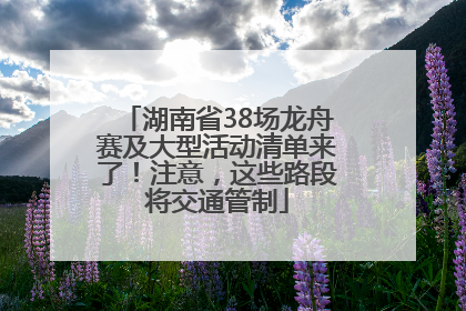 湖南省38场龙舟赛及大型活动清单来了！注意，这些路段将交通管制