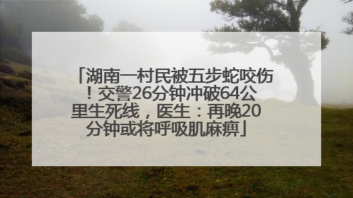 湖南一村民被五步蛇咬伤！交警26分钟冲破64公里生死线，医生：再晚20分钟或将呼吸肌麻痹