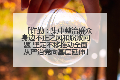 许勤：集中整治群众身边不正之风和腐败问题 坚定不移推动全面从严治党向基层延伸