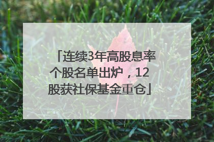 连续3年高股息率个股名单出炉，12股获社保基金重仓