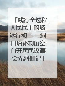 践行全过程人民民主的破冰行动——洞口填补制度空白开居民议事会先河侧记