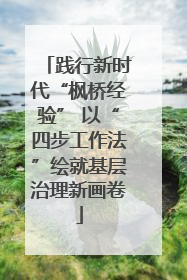 践行新时代“枫桥经验” 以“四步工作法”绘就基层治理新画卷