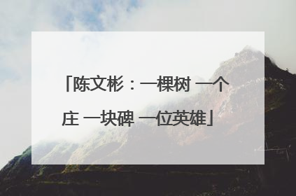 陈文彬：一棵树 一个庄 一块碑 一位英雄