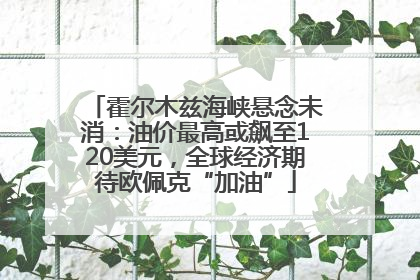 霍尔木兹海峡悬念未消：油价最高或飙至120美元，全球经济期待欧佩克“加油”