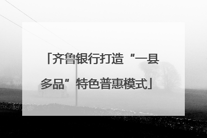 齐鲁银行打造“一县多品”特色普惠模式